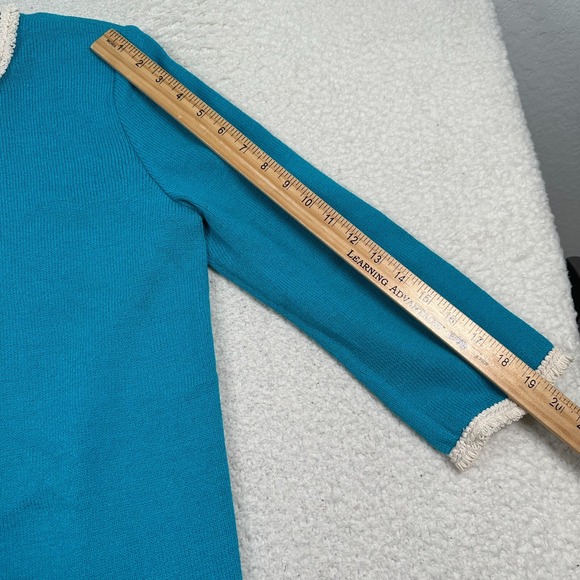 St. John Santana‎ Knit Jacket Women's 8 Wool Rayon Blend Blazer Turquoise - Picture 8 of 11